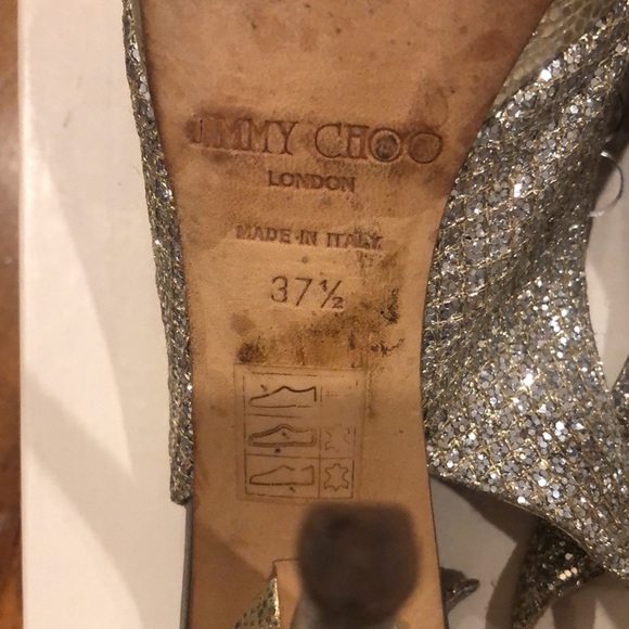 Jimmy Choo Glitter Champagne Clue Heels 7 - Picture 9 of 10